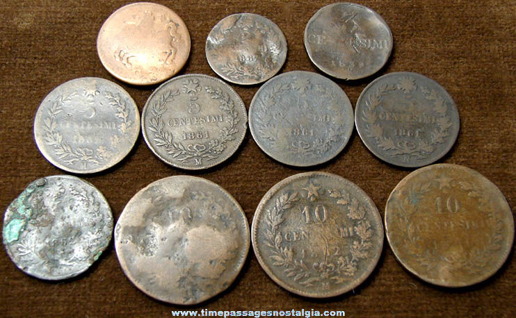 (11) 19th Century Italy Copper Coins