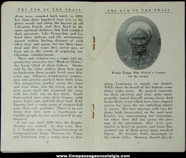 Old Native American Indian End of The Trail Christian Missionary History Booklet