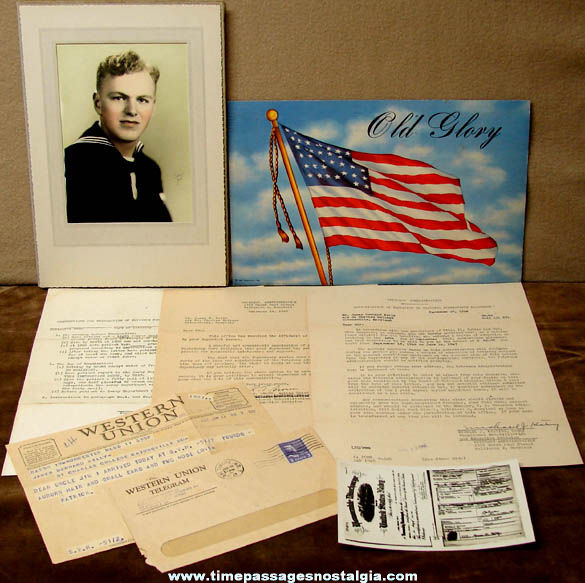 (8) World War II United States Navy Sailor Photograph & Paper Items