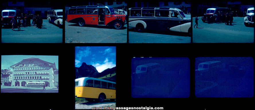 (8) 1947 France or Switzerland Bus Color Photograph Slides