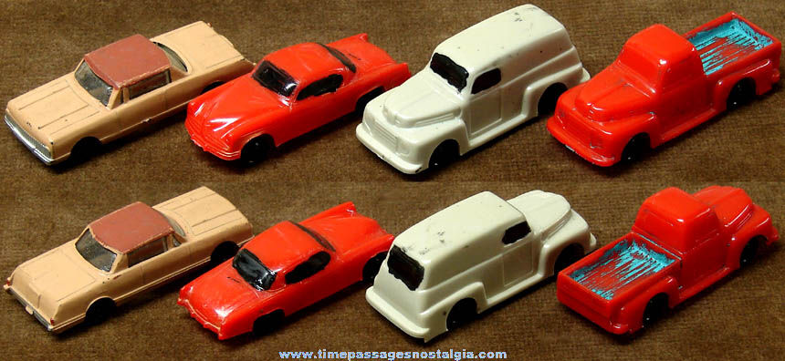 (4) Old Hard Plastic Miniature Toy Cars and Trucks