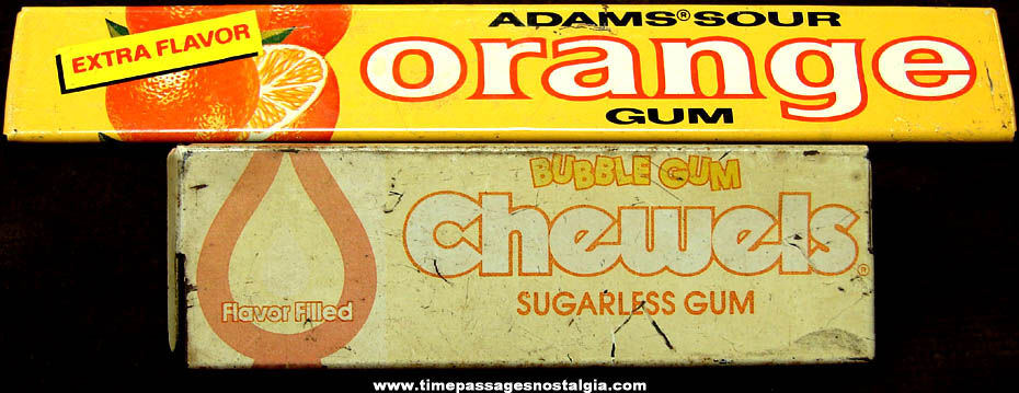 (2) Different Small Old Gum Advertising Metal Store Shelf Display Signs