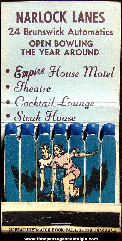 Old Unused Art Narlock’s Empire Show Bar Advertising Match Book With Printed Matches
