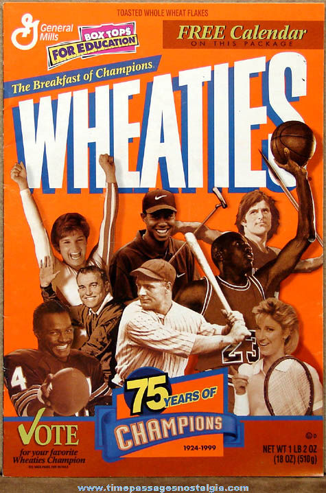 ©1998 General Mills Wheaties Cereal 75th Anniversary Advertising Voting Ballot & Calendar
