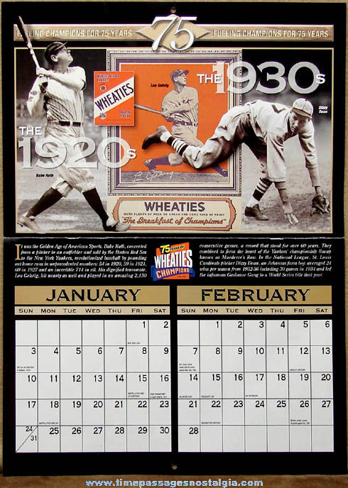 ©1998 General Mills Wheaties Cereal 75th Anniversary Advertising Voting Ballot & Calendar