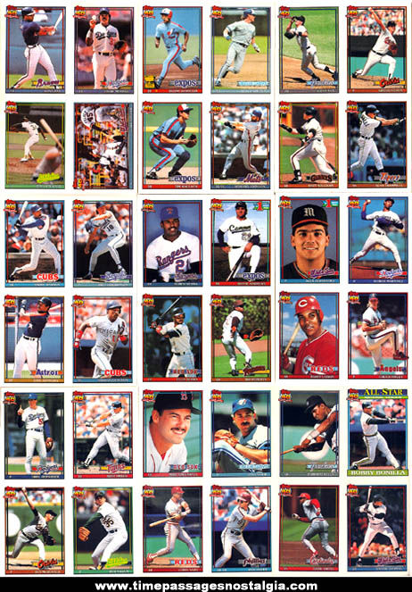 Set of (36) 1991 Topps Series II Miniature Cracker Jack Prize Baseball Cards