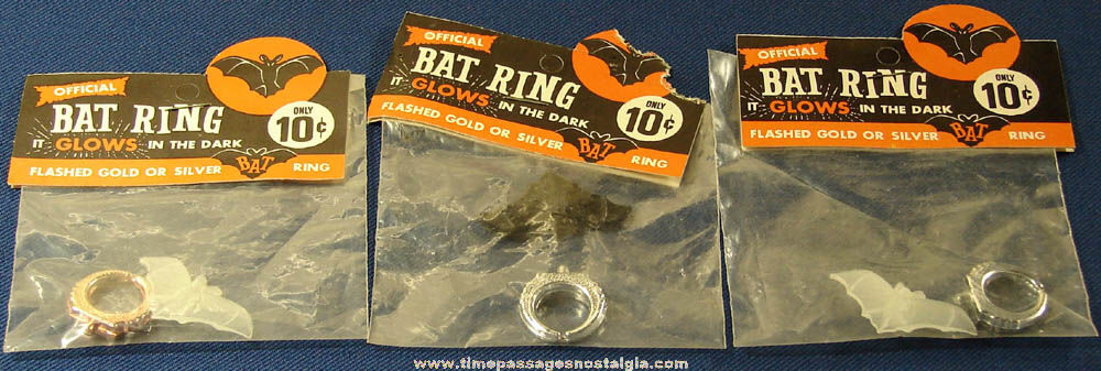 (3) Old Unopened Toy Bat Rings