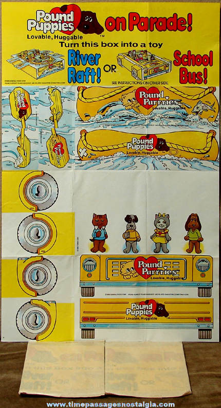 (3) Unused 1986 Post Cereal Pound Puppies Character Paper Cereal Prizes