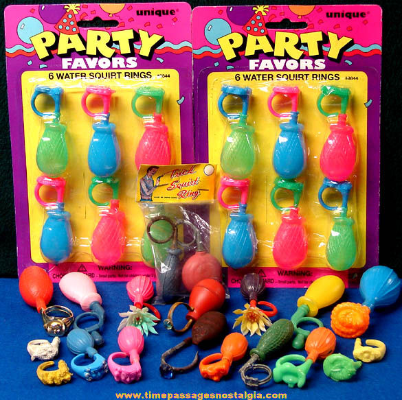(31) Colorful Old & New Novelty Prank or Joke Toy Squirt Rings