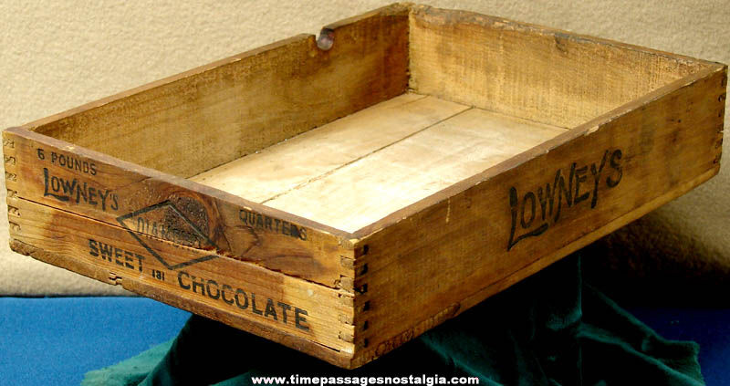 Old Wooden Lowney’s Sweet Chocolate Candy Advertising Box