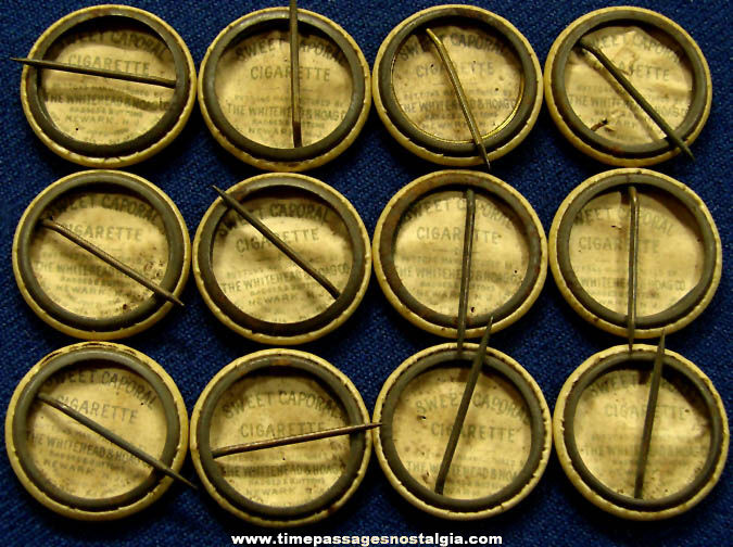 (12) 1896 Sweet Caporal Cigarettes Advertising Premium Country Flag Celluloid Pin Back Buttons