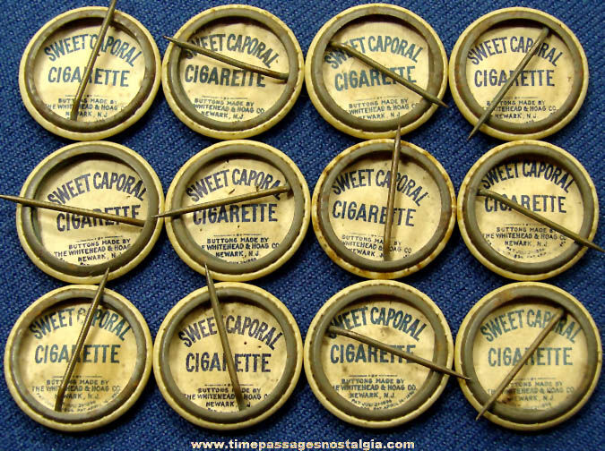 (12) 1896 Sweet Caporal Cigarettes Advertising Premium Country Flag Celluloid Pin Back Buttons