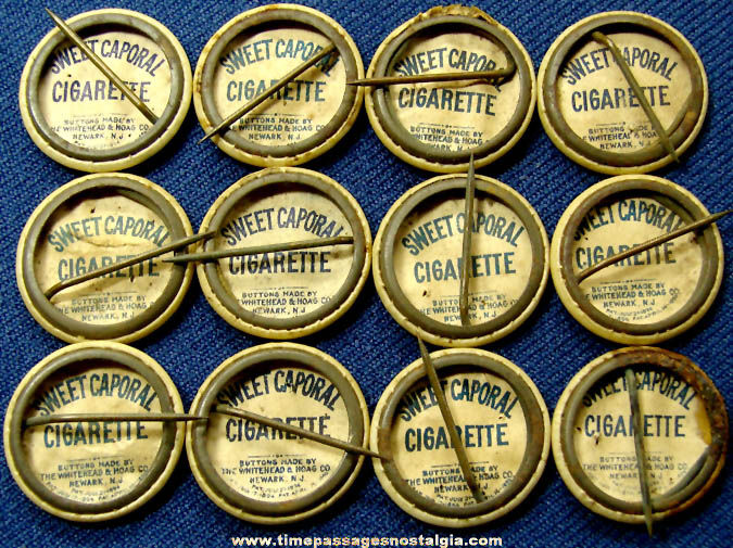 (12) 1896 Sweet Caporal Cigarettes Advertising Premium Country Flag Celluloid Pin Back Buttons