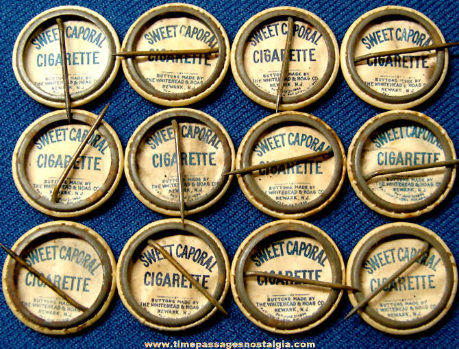 (12) 1896 Sweet Caporal Cigarettes Advertising Premium Country Flag Celluloid Pin Back Buttons