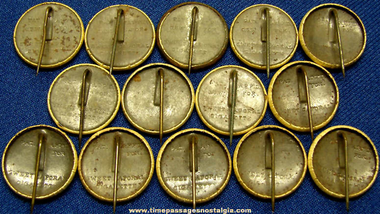 (14) 1896 Sweet Caporal Cigarettes Advertising Premium Country Flag Celluloid Pin Back Buttons