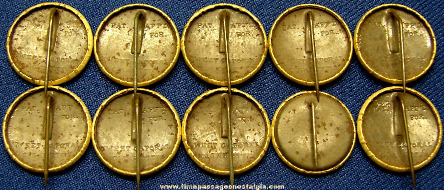 (10) 1896 Sweet Caporal Cigarette Premium Celluloid Pin Back Buttons With Sayings