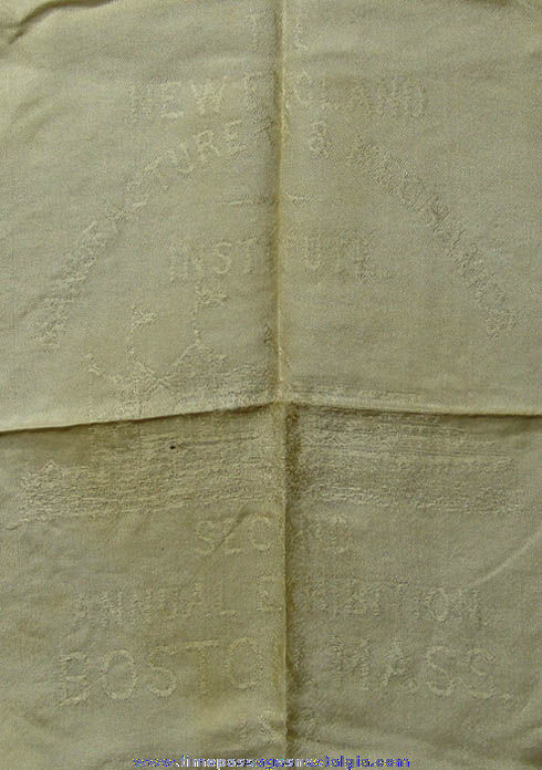 1882 New England Manufacturers & Mechanics Institute Exhibition Woven Souvenir Textile Cloth