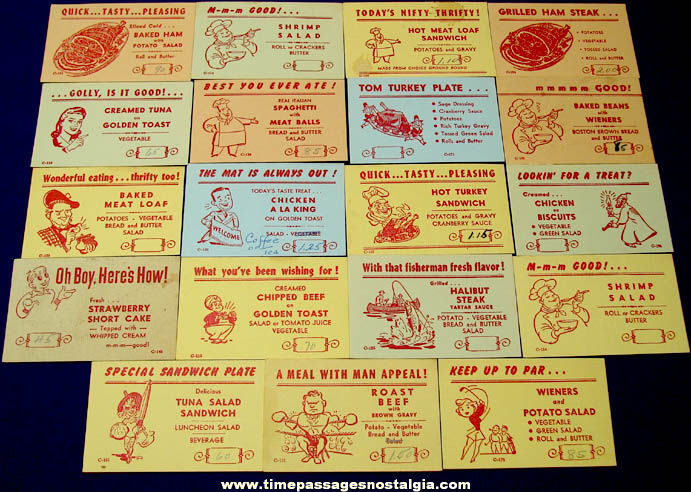 (19) Different Old Diner Restaurant Menu Special Advertising Cards
