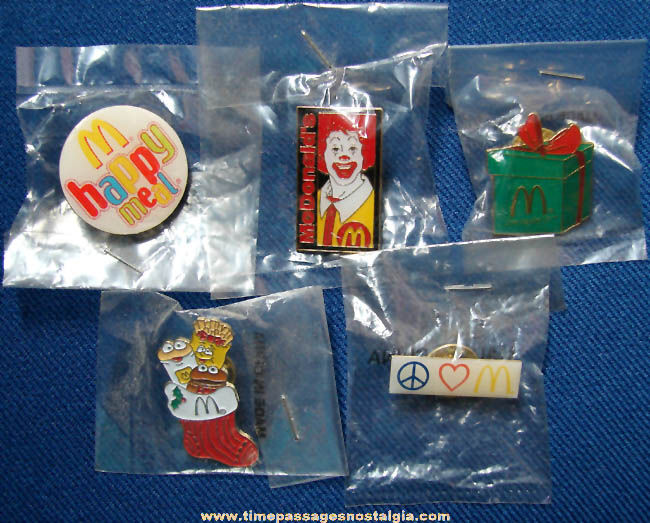 (5) Different Unopened McDonald’s Fast Food Restaurant Advertising Pins
