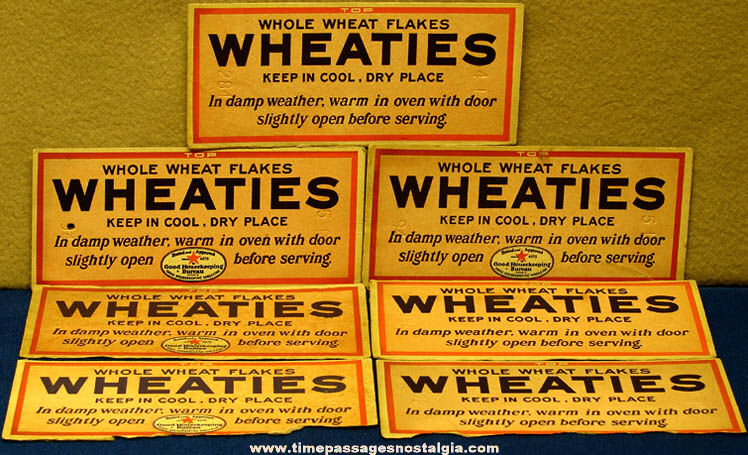 (7) Old Wheaties Cereal Advertising Cardboard Box Tops