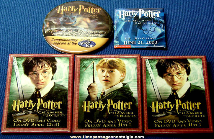 (5) Harry Potter Movie Advertising Pin Back Buttons