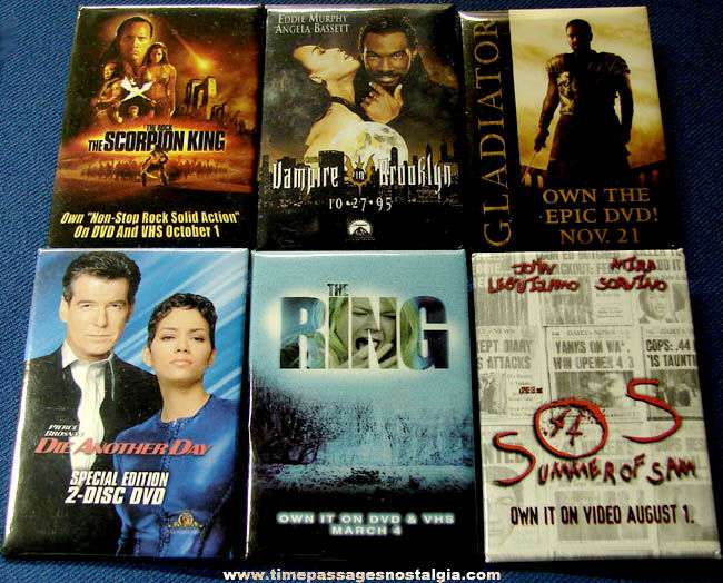 (6) Different Mixed Movie Advertising Pin Back Buttons