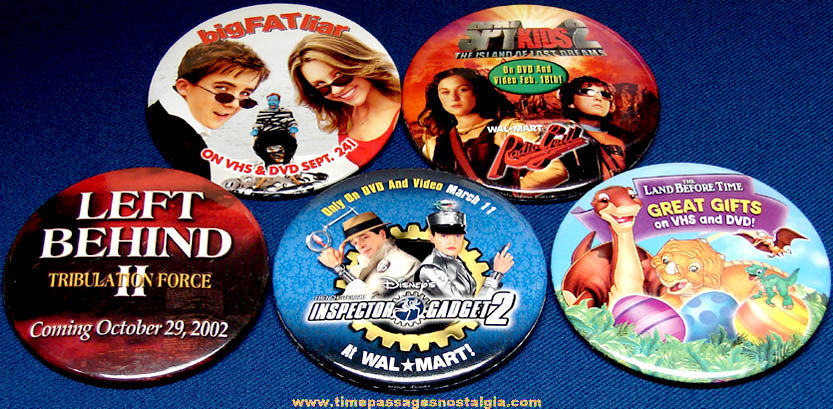 (5) Different Mixed Movie Advertising Pin Back Buttons