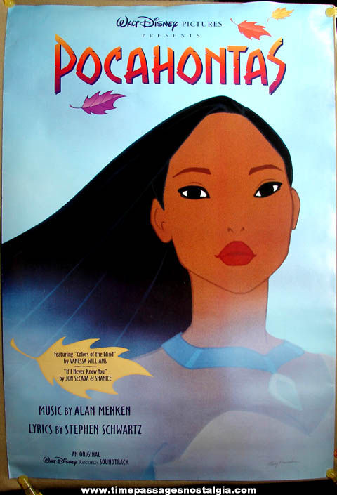 ©1995 Walt Disney Pocahontas Animated Movie Artist Signed Advertising Poster