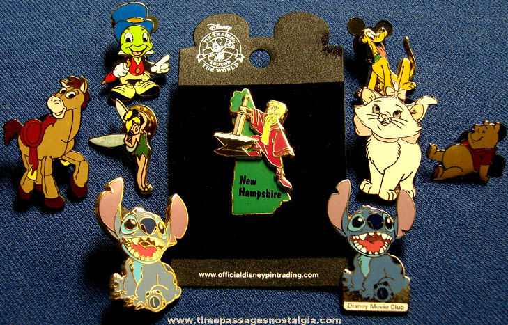 (9) Colorful Enameled Walt Disney Animation Character Pins