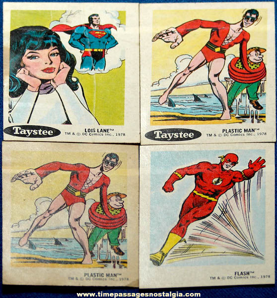 (4) Unused 1978 Super Heroes Character Bakery Premium Stickers