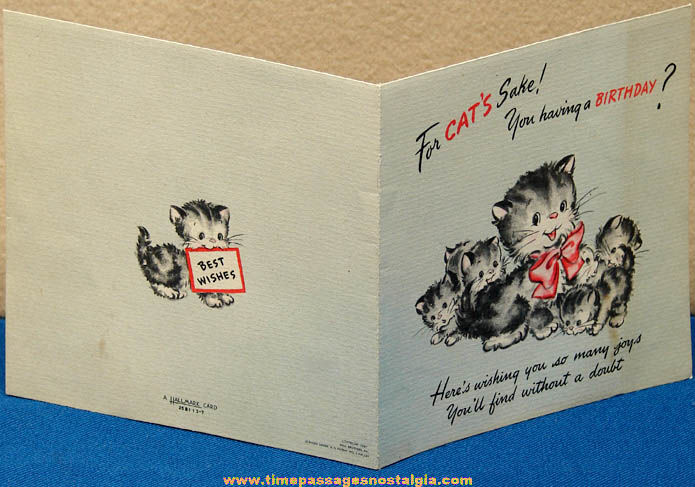 1947 Cat & Kittens Hall Brothers Pop Up Birthday Greeting Card