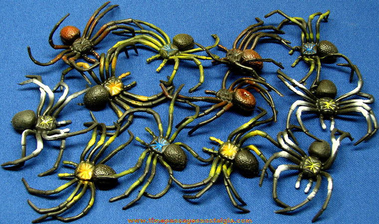 (12) Soft Black Rubber Toy Spider Figures