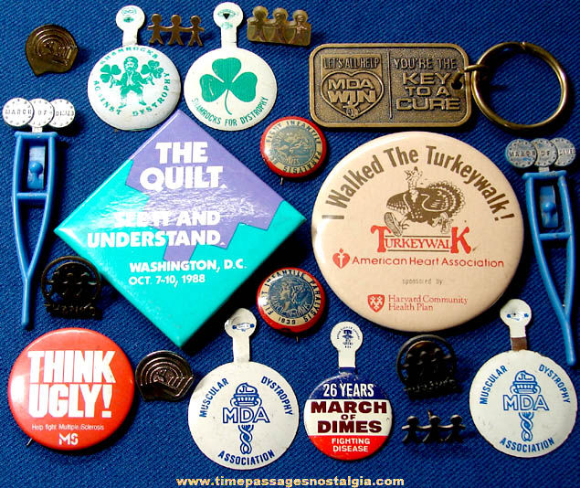 (20) Small Charity or Organization Advertising Pins Pin Back Buttons & More