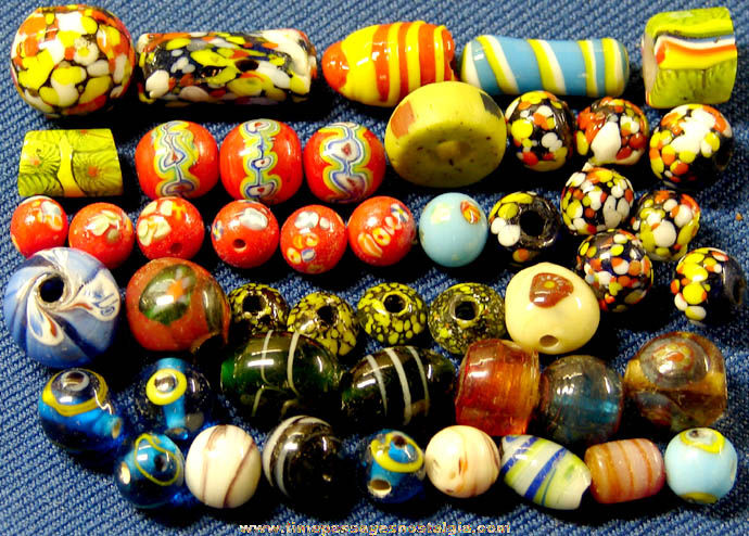 (47) Colorful Old Unusual Jewelry Beads