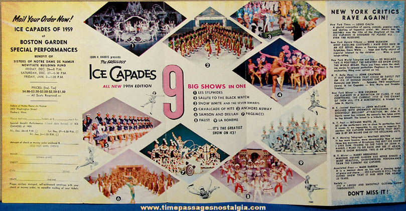 1958 & 1959 Ice Capades Boston Garden Advertising Brochure