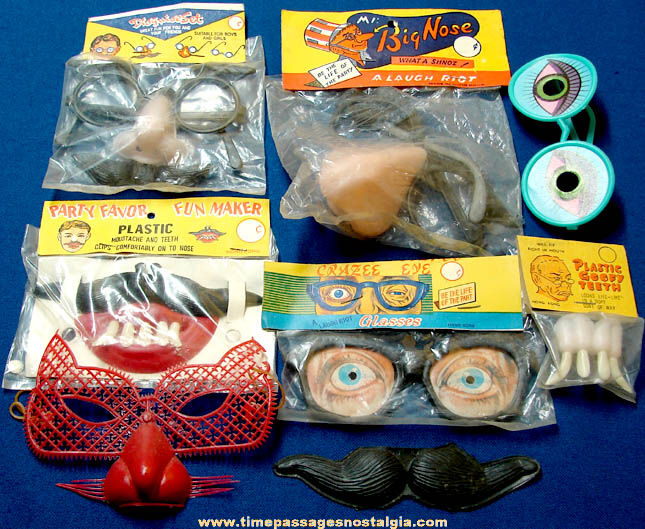 (8) Different Old Novelty Toy Disguise Items