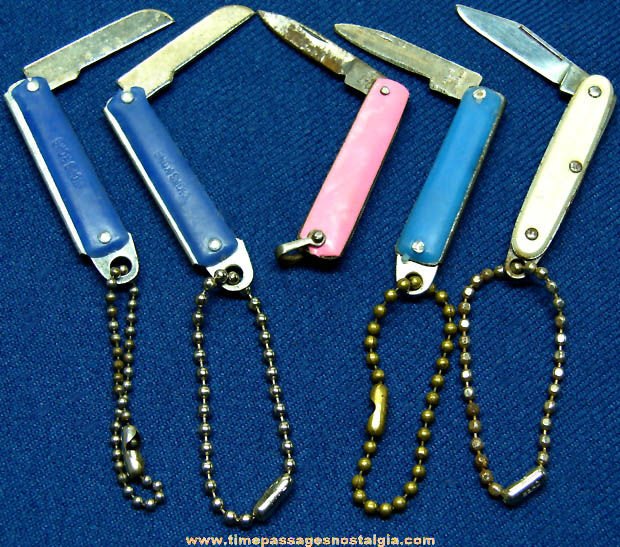 (5) Old Novelty Miniature and Toy Key Chain Pocket Knives