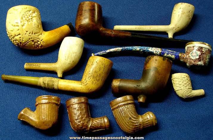 (11) Different Old Tobacco Smoking Pipes and Parts