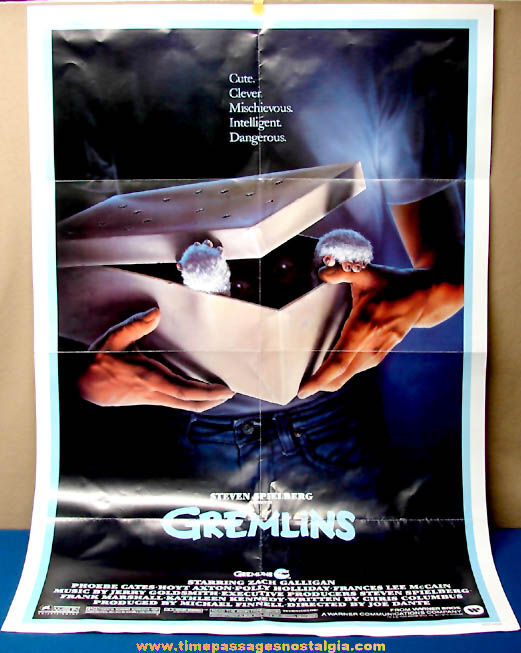 1984 Warner Brothers Gremlins Monster Movie Theater Advertising Poster