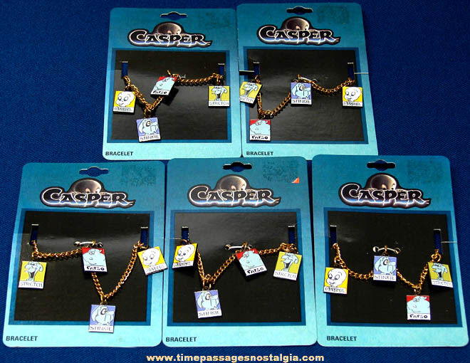 (5) Unused & Carded 1995 Casper The Friendly Ghost Character Jewelry Charm Bracelets