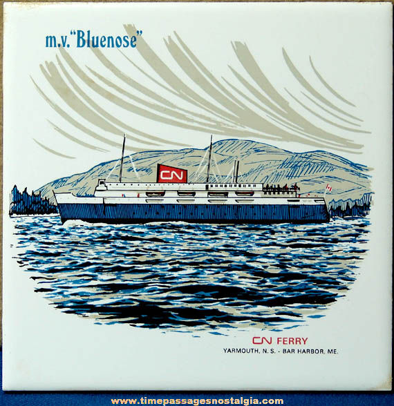 Old M.V. Bluenose Ferry Advertising Souvenir Ceramic Wall Plaque Trivet