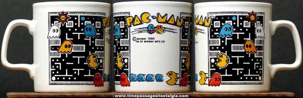 1980 Pac Man Character Midway Video Game Advertising Ceramic Staffordshire Coffee Cup