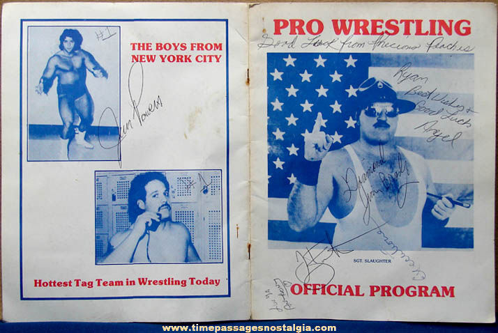 1986 Wrestler Autographed Pro Wrestling Sports Program Booklet