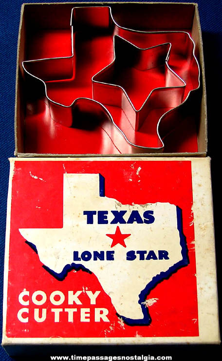 Old Boxed Texas Lone Star State Metal Cookie Cutter Set