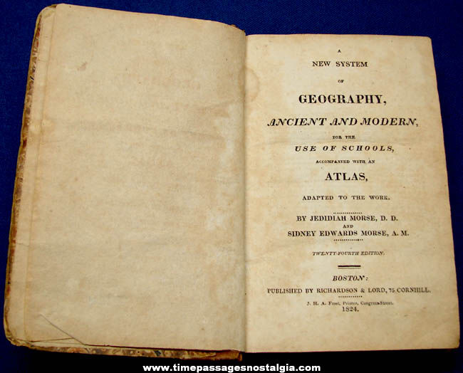 1824 Morse New System of Geography Ancient and Modern Book