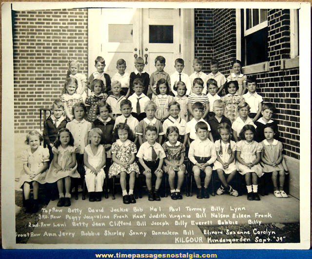 September 1939 Kilgour Kindergarden School Black & White Class Photograph