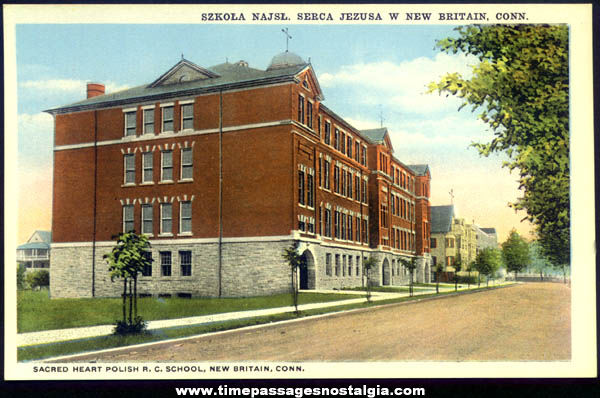 Old Unused New Britain Connecticut Polish School Post Card