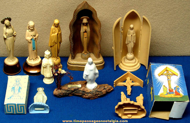 (10) Old Christian or Catholic Miniature Religious Figurines