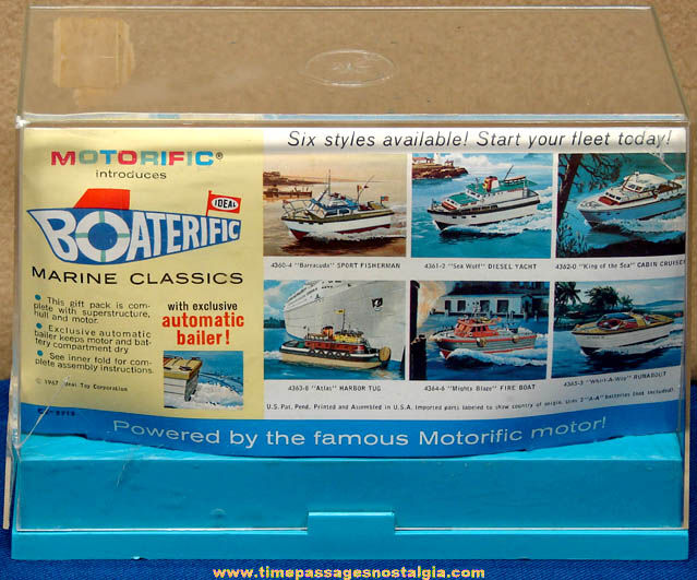 Boxed 1967 Ideal Motorific Whirl A Way Runabout Motorized Toy Boat