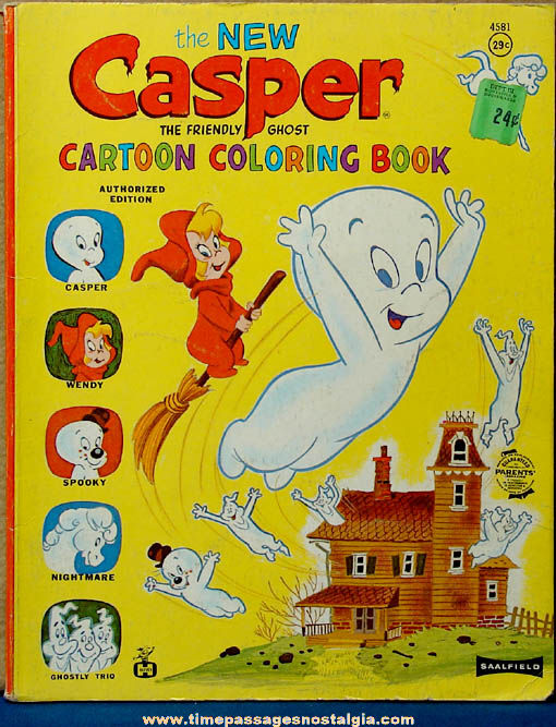 1964 Casper The Friendly Ghost Cartoon Character Children’s Coloring Book